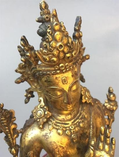 IMPORTANTE STATUE DE TARA VERTE en bronze...