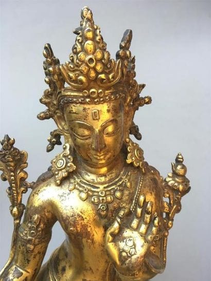 IMPORTANTE STATUE DE TARA VERTE en bronze...