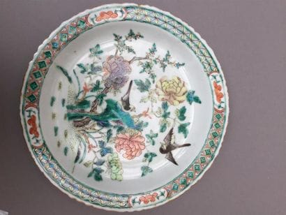 Quatre assiettes en porcelaine d'exportation
Chine,...