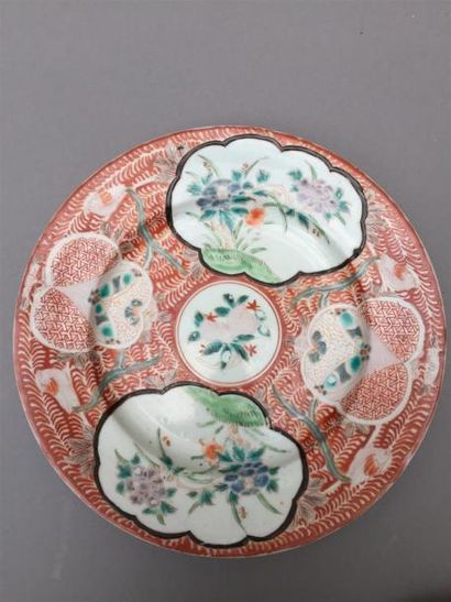 Quatre assiettes en porcelaine d'exportation
Chine,...