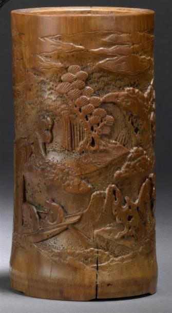 POT A PINCEAUX en bambou sculpté
Chine, XIXe...