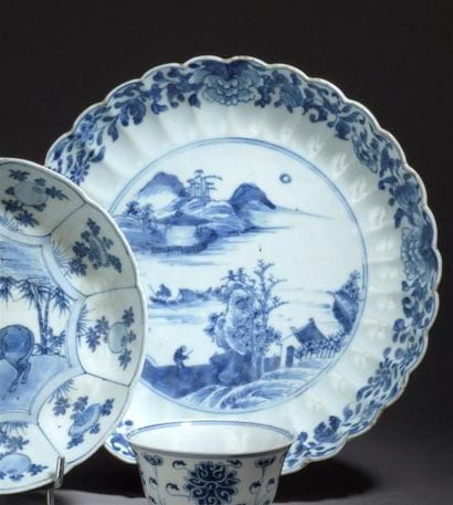 Plat en porcelaine bleu blanc
Chine, XVIIIe...