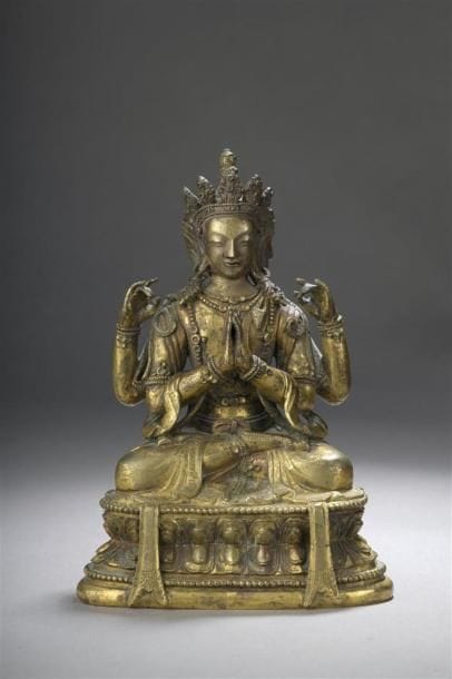 STATUETTE DE SADAKSARI LOKESHVARA en bronze...