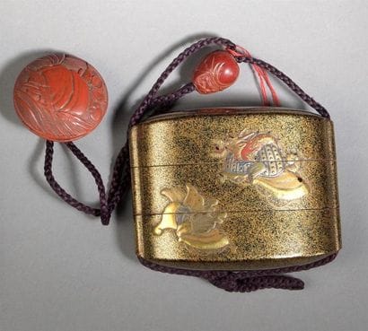 INRO À DEUX CASES 
Japon, époque Edo, XIXe...