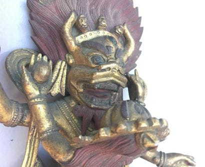 STATUETTE DE YAMA ET YAMI en bronze doré
Tibet,...