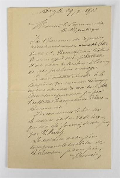 Émile Gallé (1846-1904)
Deux lettres autographes
Signées...