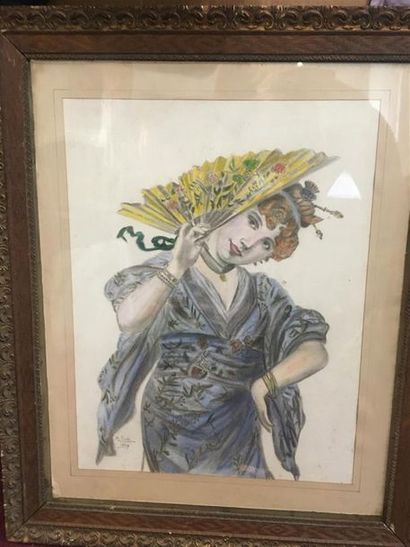 N. PETIT (XIXe-XXe siècle)
Femme à l'éventail
Aquarelle...
