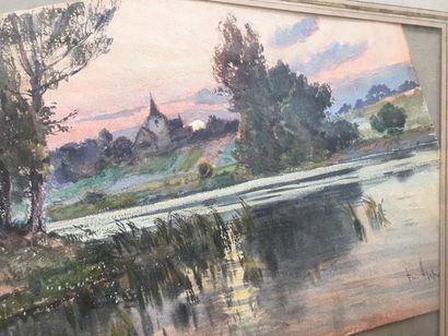 Emile APPAY (1876-1935)
Village au crepuscule
aquarelle...
