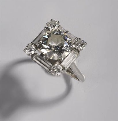 Mellerio . Bague en platine, sertie d'un
diamant...