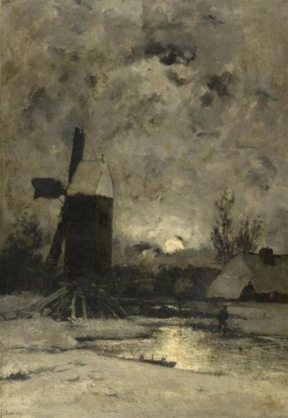 École du NORD du XIXe siècle
Paysage au moulin
Huile...