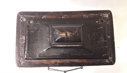 Small showcase in natural wood opening to...