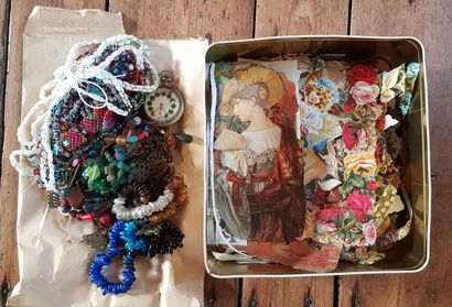 Necklaces, travel souvenirs and cut-out ...