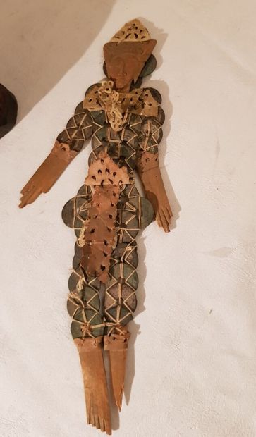 INDONESIA polychrome wood deity and metal...