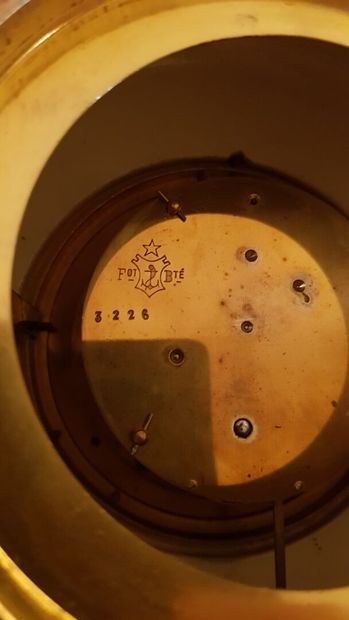 Wall clock in gilt bronze, enamelled box...