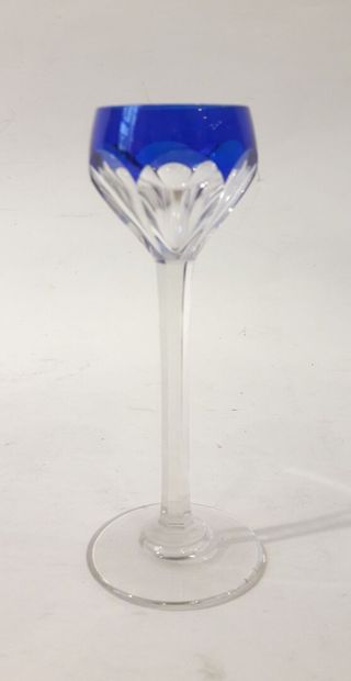 Liqueur service in blue and white faceted...