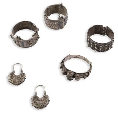 Silver jewelry set, India and Afghanistan,...