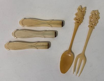 Lot including bone cover and three ivory...