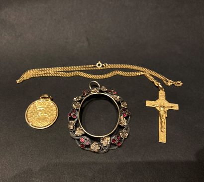 Saint Louis medal mounted, cross and chain...
