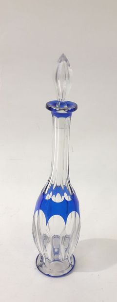Liqueur service in blue and white faceted...