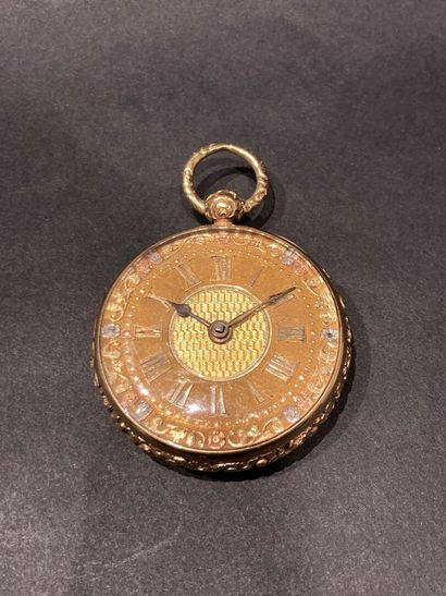 Montre de gousset or jaune 750‰ chiffres...