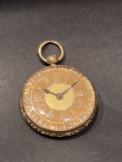 Montre de gousset or jaune 750‰ chiffres...
