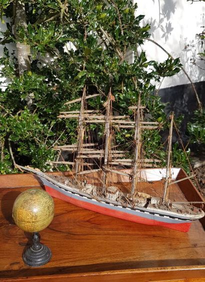 Lot including model ship and globe on pe...