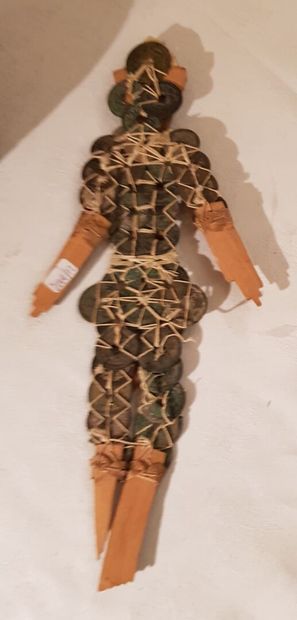 INDONESIA polychrome wood deity and metal...