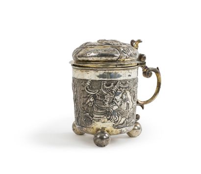 Chope en argent 2nd titre 850‰, et vermeil,...