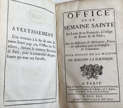 SEMAINE SAINTE. Office de la semaine sainte...