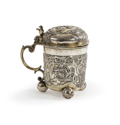 Chope en argent 2nd titre 850‰, et vermeil,...