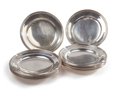 TIFFANY
Huit assiettes en argent 925%°°°
Diam....
