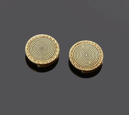 Paire de boutons de col en or jaune 18K 750‰,...