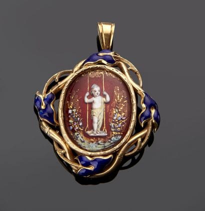 Pendentif en or jaune 18K 750‰, de forme...