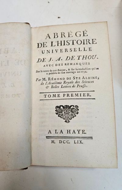 DE THOU Abrégé de l'histoire universelle....