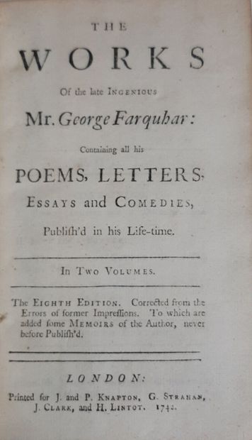 DRYDEN. Works. Londres, 1825; in 16 maroquin...
