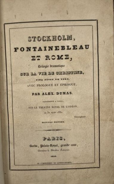 DUMAS (A.). Stockholm, Fontainebleau et Rome....