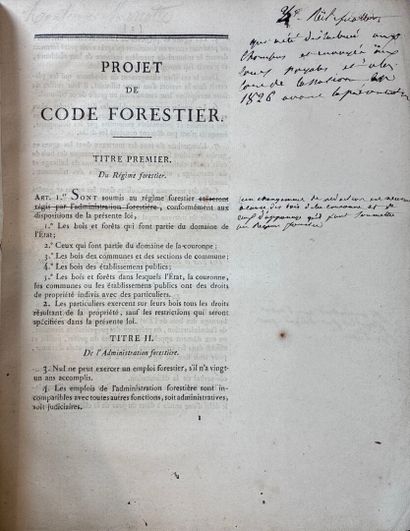 PROJET DE CODE FORESTIER.1824-1827. Réunion...