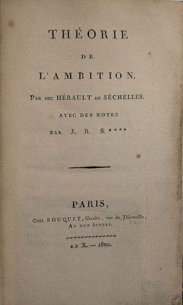 HÉRAULT DE SÉCHELLES (M.-J.). Théorie de...