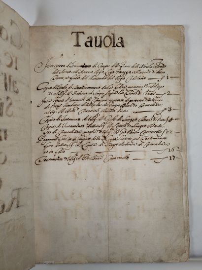 MANUSCRIT ITALIEN du XVIIIe siècle.- FAMILLE...