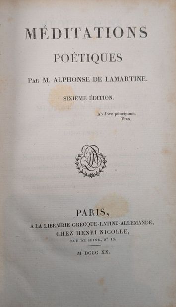LAMARTINE (Alph. de). OEuvres. Paris, Gosselin,...