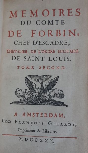 FORBIN. Mémoires. Amsterdam, Girardi, 1730....