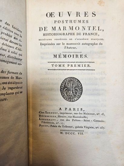 MARMONTELLE. Mémoires œuvres postumes. Paris,...