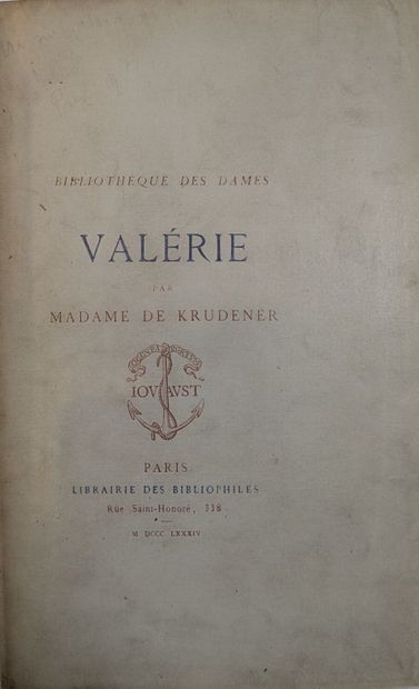 KRUDENER (de). Valérie. Paris, Jouaust, 1884....