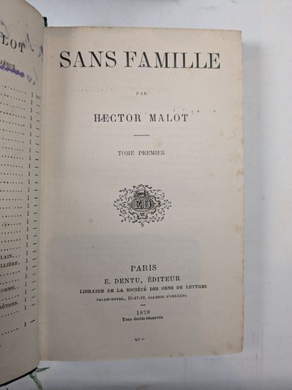 MALOT (H.). Sans famille. Paris, Dentu, 1878....
