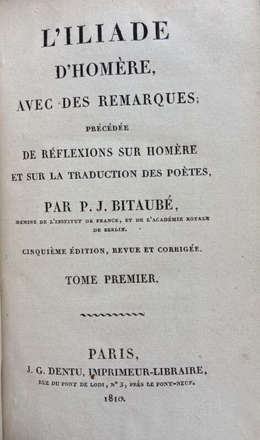 HOMERE. L'Iliade et l'Odyssée avec des remarques...