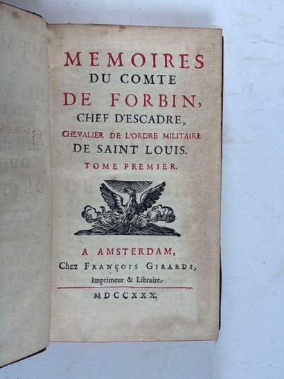 FORBIN. Mémoires. Amsterdam, Girardi, 1730....