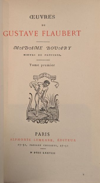 FLAUBERT (G.). Madame Bovary. Paris, Lemerre,...