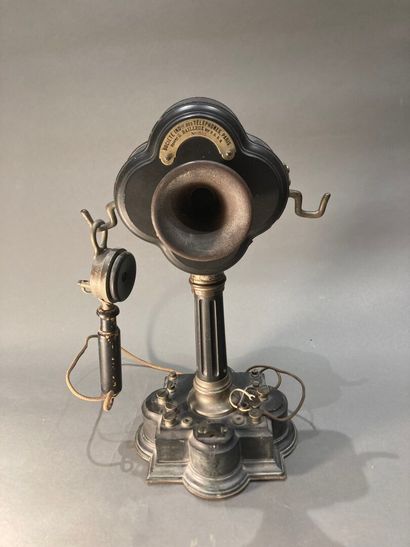 Large cast iron and metal cloverleaf telephone
Marked...