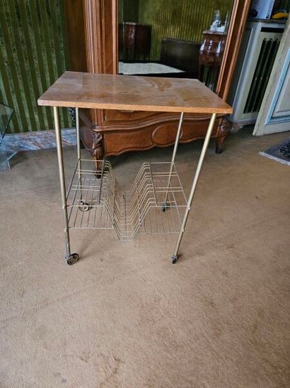 Small wood and gilt metal record player table
Circa...