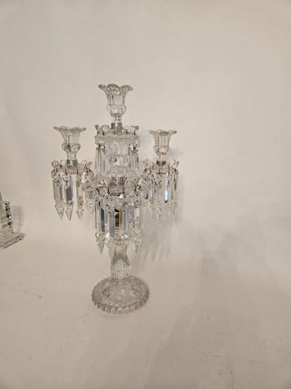 4-light crystal candelabra with pendants...